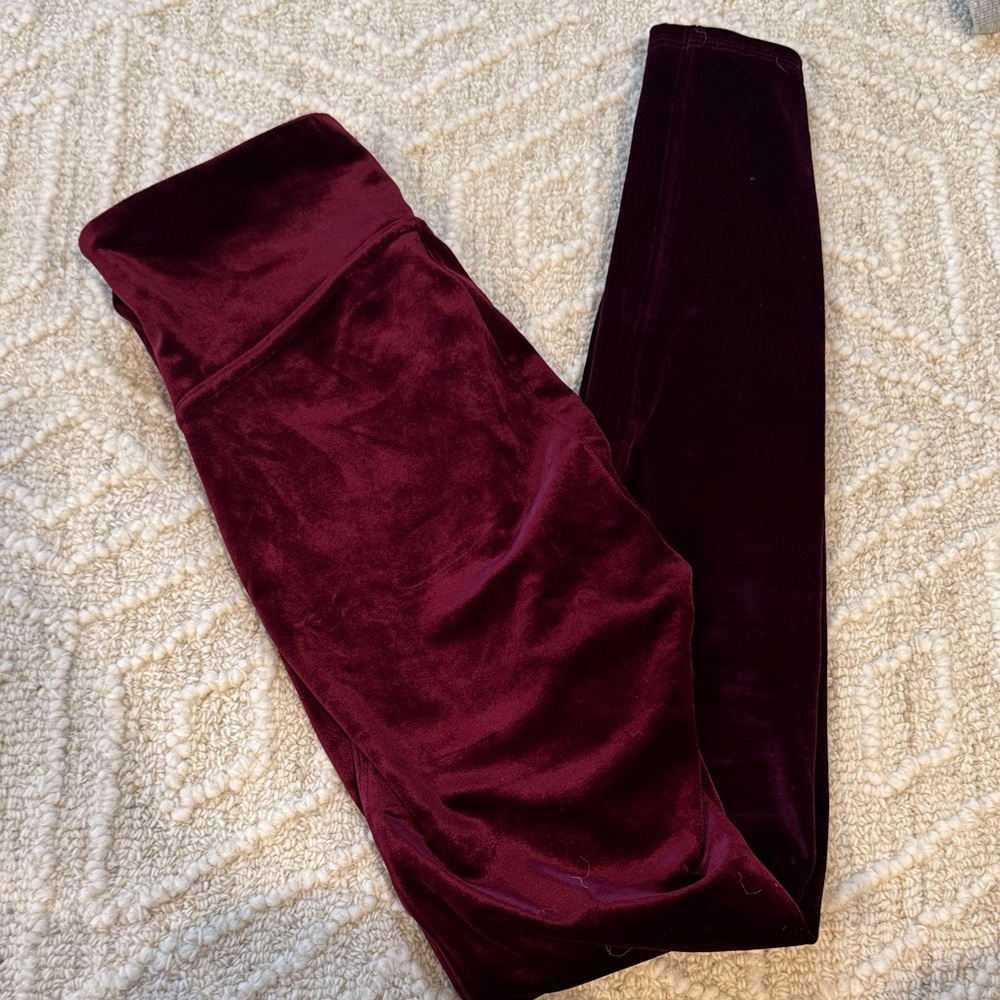 SPANX Velvet Leggings in Deep Maroon
